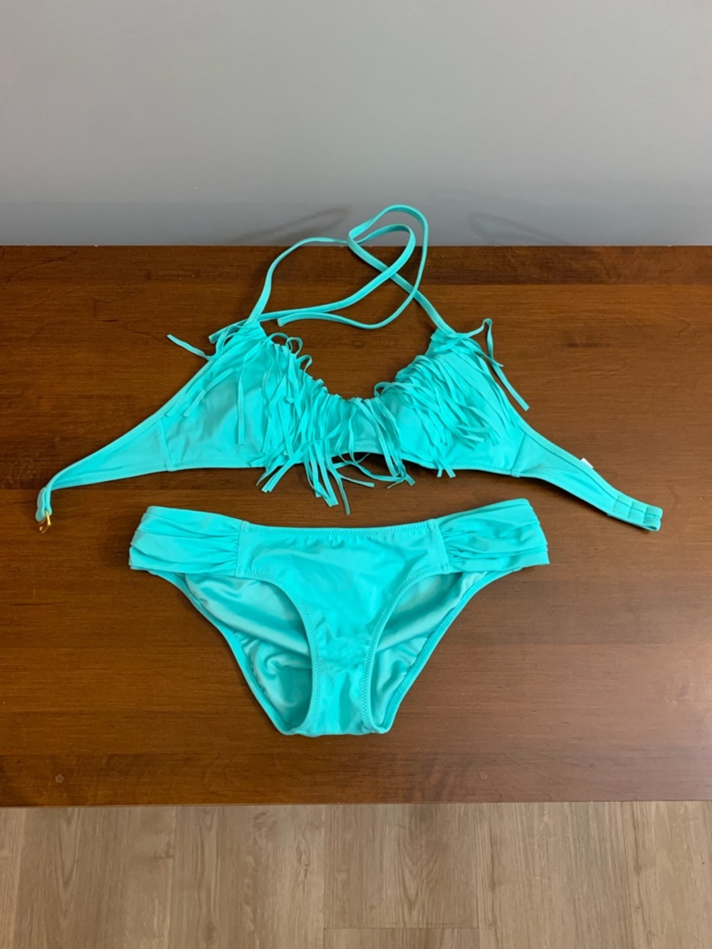 Victoria's Secret Turquoise Fringe Bikini Set XS